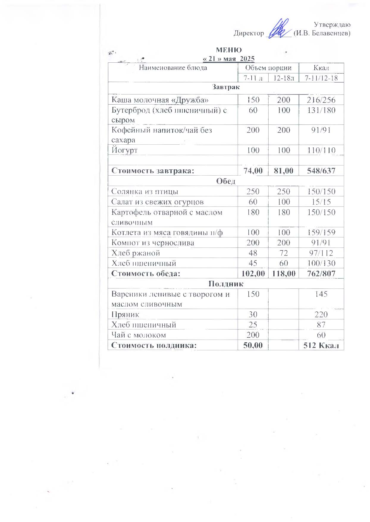 меню 21.05.25.