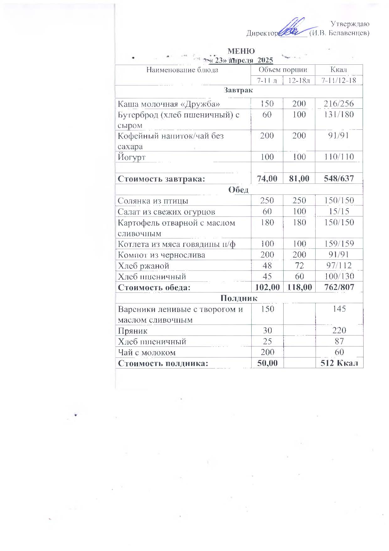 меню 23.04.25.